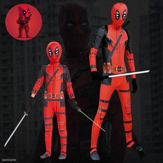 ✐◆Deadpool Kids Cosplay Costume Superhero Deadpool Costumes Mask Suit Jumpsuit Bodysuit Halloween Pa