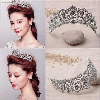 ₪❀◘Abby&Co. Luxury bride wedding headdress bride crown white shiny water hair beauty debut tiara