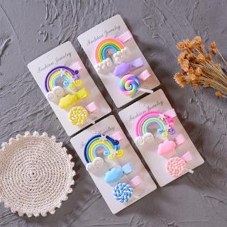3pcs/set kids Cute Korean Hairpin Rainbow Fairy Lollipop Hairpin Little Girl Duckbill Hair Ornament (2)