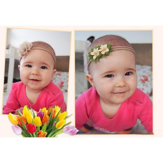 COD Ready Stock 3Pcs/Set Baby Girls Headbands Simulated-pearl Ribbon Lace Flower Headband Elastic Hairband (4)