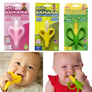 BANANA CORN training silicone training baby toddler toothbrush with packaging teething brush cover