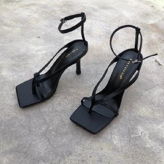 One-strap sandals women's wild flat open-toe sexy thin belt high heels women's stiletto (1)