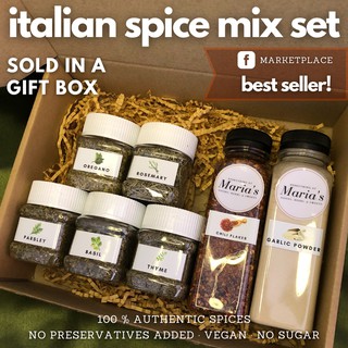 Italian Spice Mix Set - Parsley, Basil, Oregano, Thyme, Rosemary, Chili, Garlic Powder