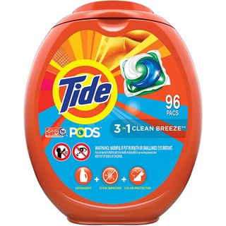 Tide PODS Laundry Detergent Soap PODS, High Efficiency (HE), Clean Breeze Scent, 96 Count