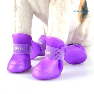 COD Solid Color Pet Puppy Dog Shoes Rain Snow Anti-slip Waterproof Boot Footwear