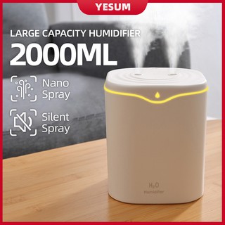 【COD】Double spray 2000ml Ultrasonic Humidifier Air Purifier Diffuser Humidifer for Aroma in Home Office Car Night Light LED