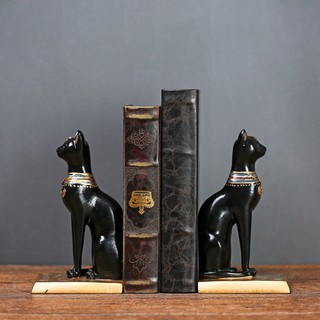 VIĆI Egypt Black Cat Ancient Gold Cat Book Bookends Holder Home Decoration
