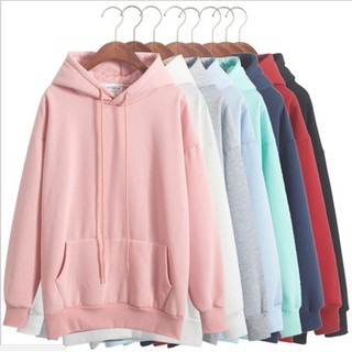 Korean Unisex Winter Plain Thick Hoodie Couple shirt Tops Women Kawaii Loose Long Sleeves Tops Plus Size Hoodies Sweatshirt (1)
