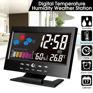 Digital Bedroom Desk LCD Display Battery Powered Backlight Office Temperature Alarm Clock