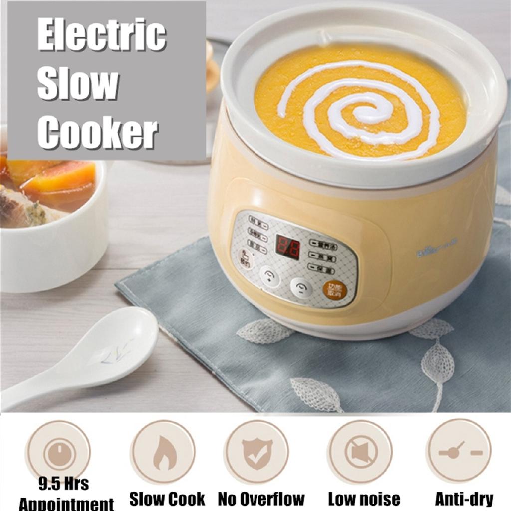 SHOUSE 100W Electric Slow Cooker Stew Ceramic Pot Porridge Soup Maker Food Steamer Use (3)