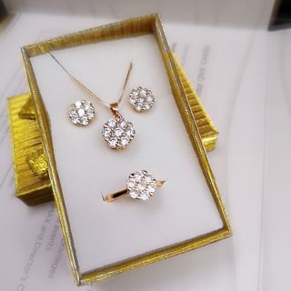 xuping rose gold full stones flowers style 3 in 1 set