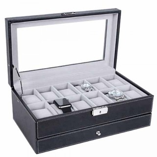 12 Slots 2 Layer Watch and Jewelry Organizer With Lock