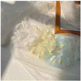 Flower Chiffon Scrunchies/ cute Lace Hair Bands/Daisy Flowers Thin Mesh Scrunchies/ Transparent Tull (2)