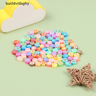 {buildvitbghy} 100Pcs 10mm Polymer Clay Letters Beads Spacer Loose Beads for Jewelry Making hye
