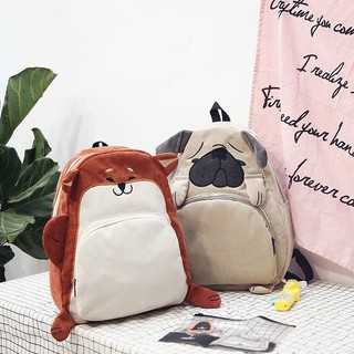 Schoolbag Dog Embroidery Corduroy Backpack Notebook Backpack (1)