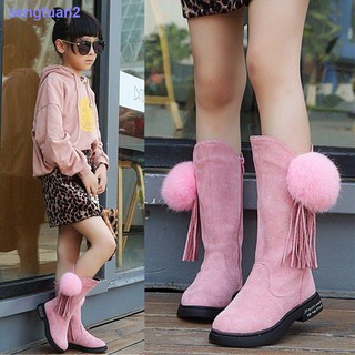 Girls boots 2021 new children s high boots Korean version of the little girl snow boots, big kids plus veet princess boots