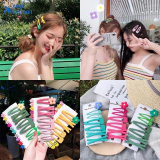 Korean Macarons Color Flower Hairclips Set Geometric Matte BB Hairpin Sweet Girl Jewelry Accessories