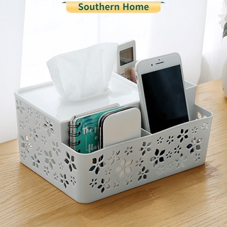 B72【Manila Spot】Tissue box household plastic tissue holder Desktop storage box