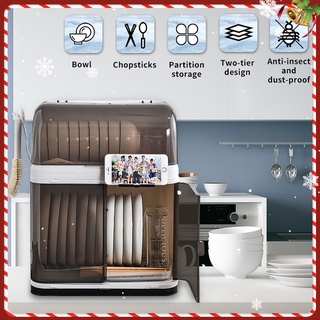COD Multifunctional double-layer bowl rack with cover kitchen bowl rack drainer bowl rack finisher kitchen finisher
