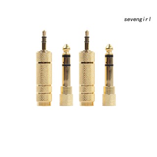 【SG】4Pcs Golden 6.35mm Male Plug to 3.5mm Female Jack Stereo Headphone Audio Adapter