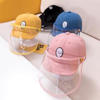 0-3 years Anti-spitting Anti-saliva Cartoon Cute Protection Hat Cap with Face Shield for Kids Babies