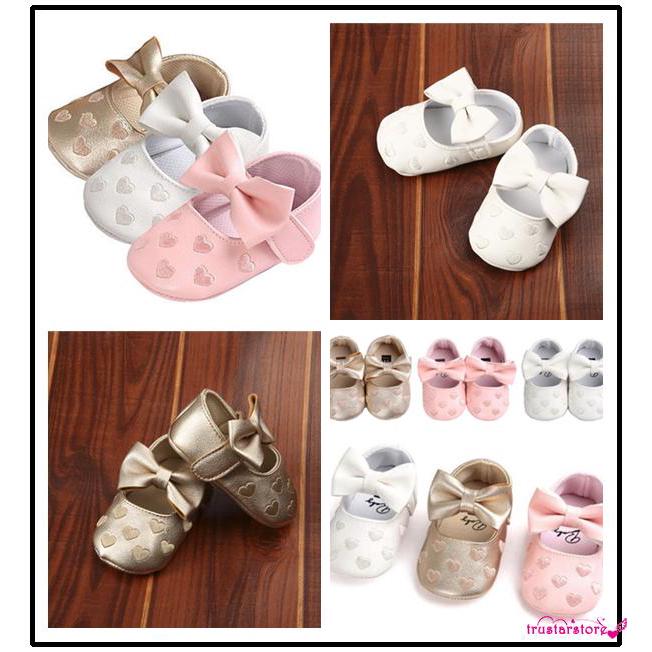 ✦ZWQ-Infant Baby Girl Crib Shoes Bowknot Soft Sole