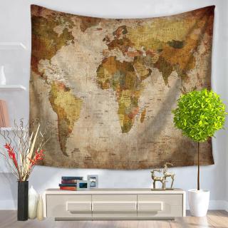 World Map Tapestry Wall Hanging Coffee Shop Curtain Tablecloth Carpet