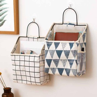 Simple cotton and linen book debris luggage hanging storage bag