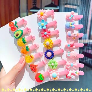 Korean Fashion Cartoon Baby Kids Hairpin Set Flower Fruit Hair Clip Set Girls Headdress Hair Accessories (2)