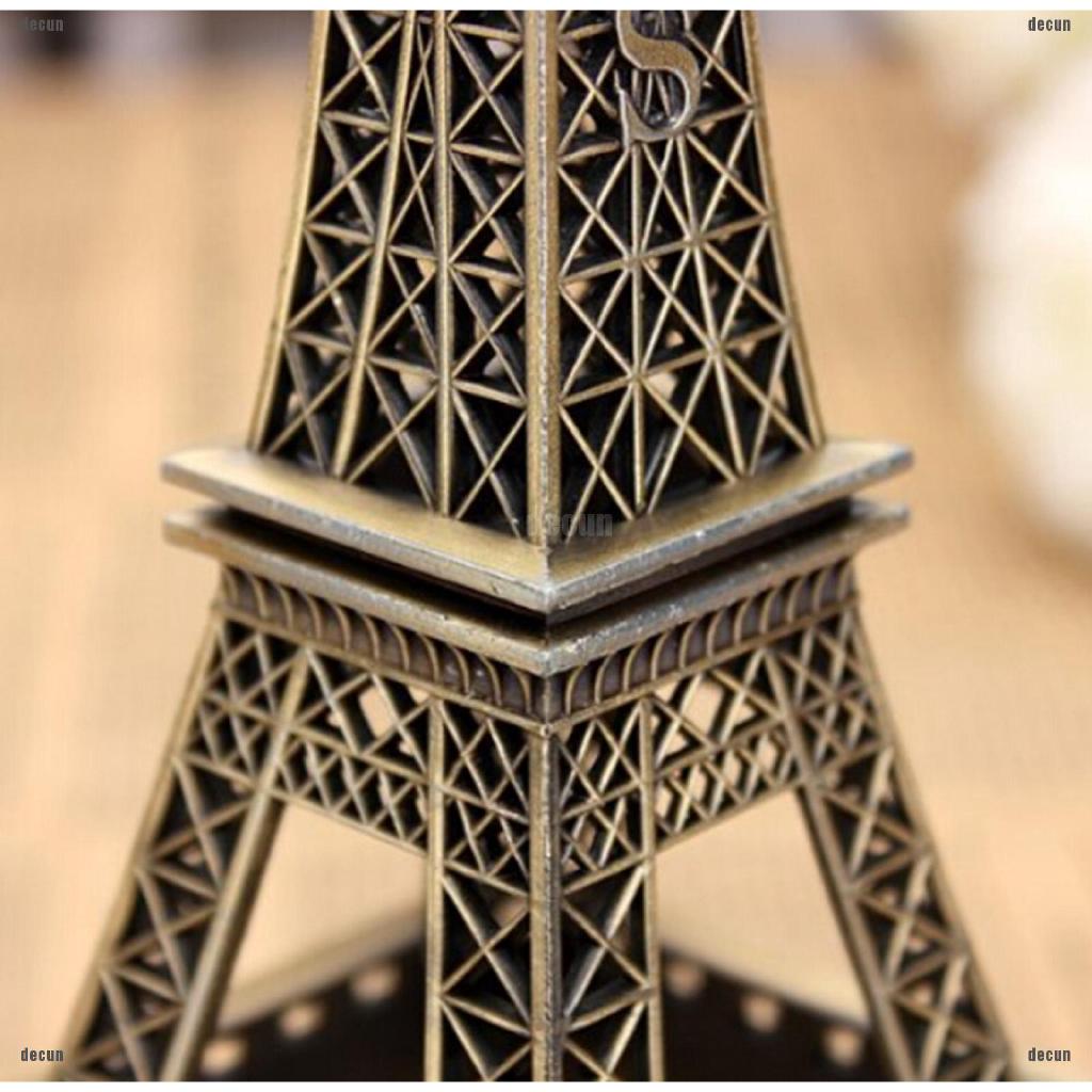 DF Bronze Tone Paris Eiffel Tower Figurine Statue Vintage Alloy Model Decor 13cm CD (1)