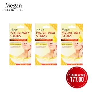 Megan Sugar Honey Facial Wax Strips 4's (3 packs)