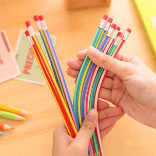 5 PCS Creative Magic Korea Stationery Colorful Magic Bendy Flexible Soft Pencil with Eraser Student Learning School Office Use