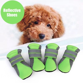 ☜4Pcs/Set Pet Dog Shoes Reflective Rubber Anti-slip Small Dogs Shoes Puppy Chihuahua Bulldog Boots B