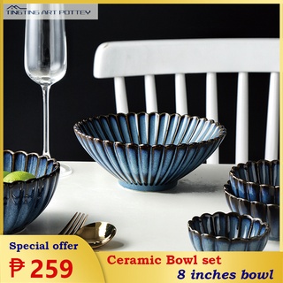 COD Creative Ceramic Noodle Bowl Ramen Bowl Japanese Style Soup Bowl Ramen Bowl-Blue