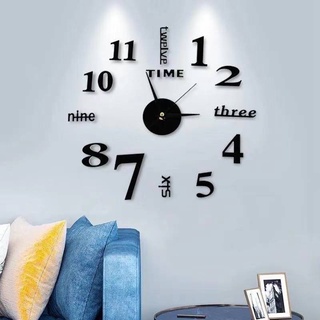 DIY Wall Clock 3D Mirror Sticker Metal, Roman Numerals Big Clock Mute clock living room bedroom wall