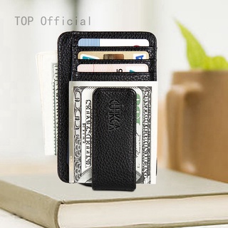 Top official store TOP Clip Money Clip Ultrathin Slim Leather Wallet Purse Carteira Credit ID Card Case