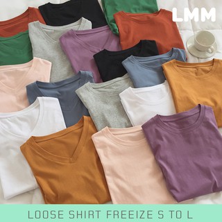 Women’s loose solid pastel colors plain short sleeve round neck vneck tshirt tee blouse shirt cotton