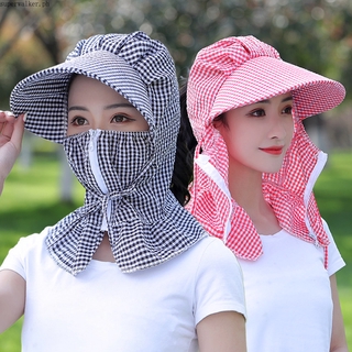 Summer Sunscreen Mask Face Protection Neck Hat Female Bike Sun Hat Anti-UV Outdoor Sun Tea Hat Tide
