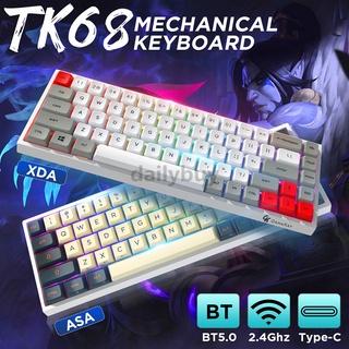 Gamakay TK68 Mechanical Keyboard 68 Keys Triple Mode Connection Wired Type-C / BT5.0 / 2.4G Wireless with Receiver Gateron Switch ASA/XDA Profile PBT Keycaps Hot Swappable RGB Gaming Keyboard