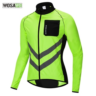 WOSAWE Men's Windbreaker Reflective Jacket Windproof Cycling Jacket Women Rainproof MTB Road Bicycle