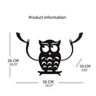 Staring Owl Cute Cast Iron Animal Black Paper Towel Holder, Wall-Mount Bath Tissue Toilet Roll Jewel (2)