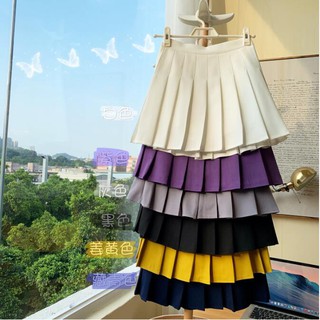 xiaozhainv Women's College style high waist solid color casual pleated Mini skirt