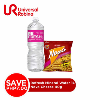 Refresh Mineral Water 1L + Nova Cheese 40g, Save P7.00 (27% Discount) (2)