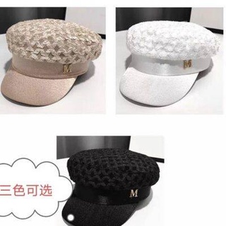 Ceremonial clothing ♨Net red new Beret Korean version of the water drill M flat top hat trend wild d