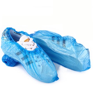 100Pcs Disposable Shoe Covers Elastic Non-slip Polyethylene Shoe Covers Blue (4)