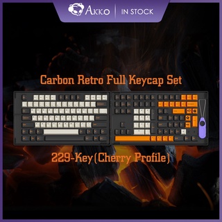 ▣▫❐Akko Carbon Retro 158-Key ASA Profile PBT Double-Shot Full Keycap Set for Mechanical Keyboards wi