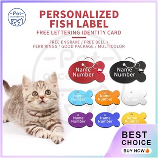 Pet Tag Cat Tag Fish type Personalized Name Engraved ID Tag Fish type Pet ID Tag Custom Cat collar (1)