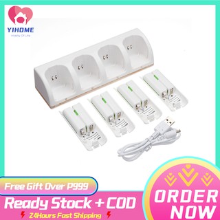 YiHome 4Pcs 2800mAh Rechargeable Cells and Wii Cell Charge Dock Stand for Wii Remote Switch Accessory