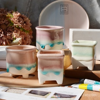 [hot]Nordic Glaze ceramic flower pot Creative Mini plant succulent pots macetas de ceramica home dec