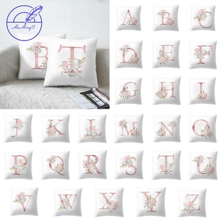 18 Inch Letter Pink Floral Printing Pillow Case Throw Cushion Cover Pillow Cover Sofa Home Decor Letter A